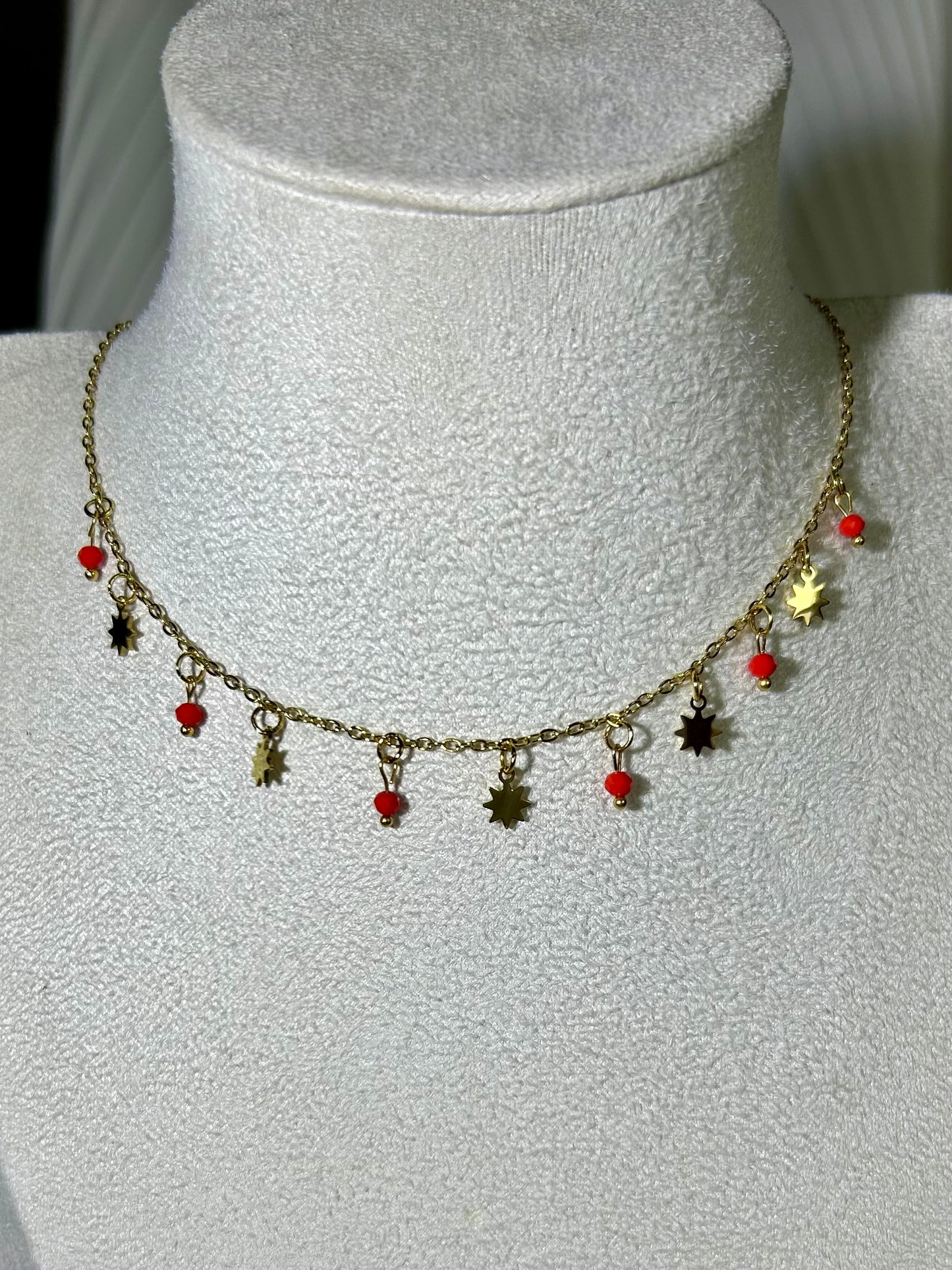 Collier pampilles cerise