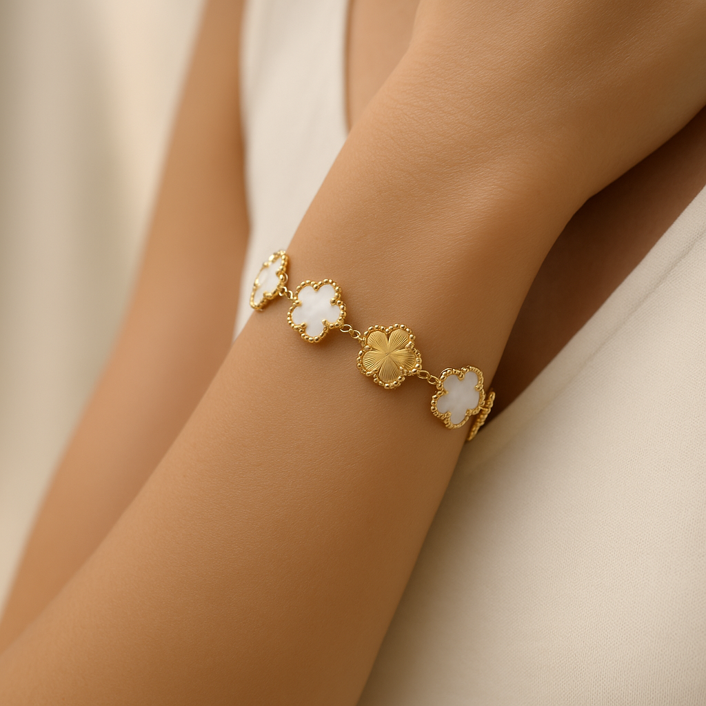Bracelet Nina blanc~doré