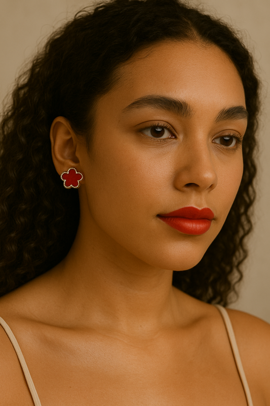 Boucles d’oreilles trèfle rouge