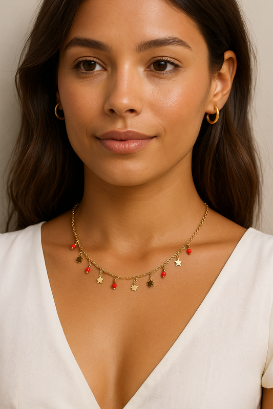Collier pampilles cerise