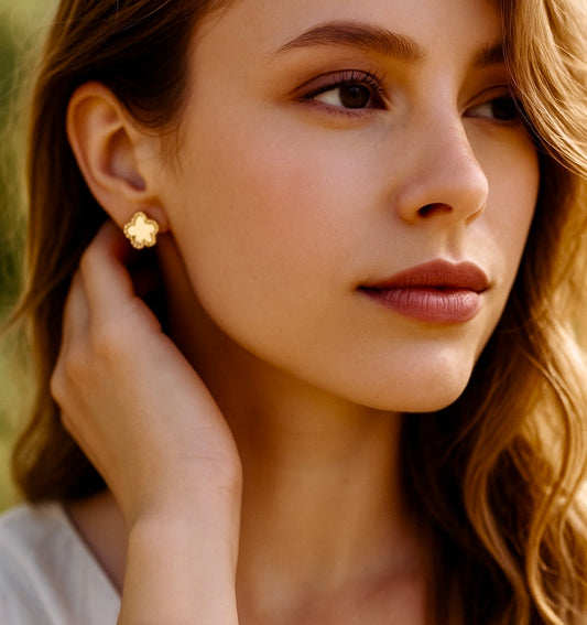 Boucles d’oreilles trèfle doré