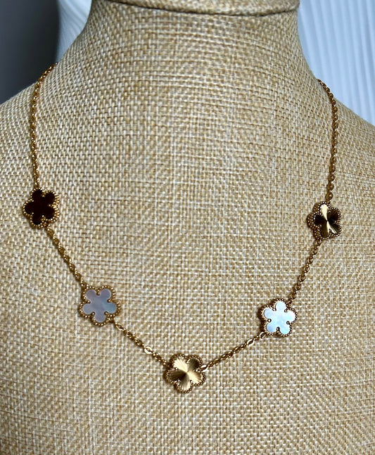 Collier Florea blanc & doré