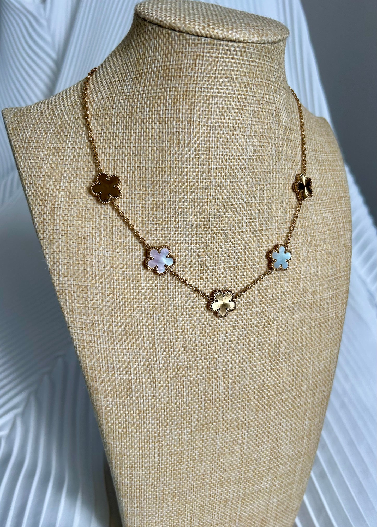 Collier Florea blanc & doré